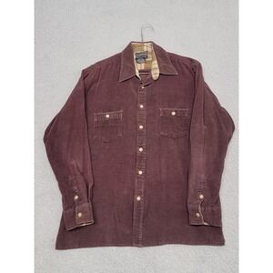 Vintage Lazarus Corduroy Flannel Shirt Mens Large (Fits Med) Red Lined 70s 80s‎